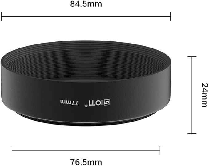 SIOTI 77mm Lens Hood, Oxidation Matte Anti Reflective Treatment, Aluminum Alloy, with 1 * 82mm Lens Cap, Compatible with Sony/Canon/Nikon/Fuji etc >50mm Camera Lens