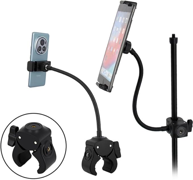 Camera Clamp Mount with 1/4''-20 Threaded Connector Super Clamp Mount for Magic Arm Camera Tripod Pole Photography Light Stand Ring Light Phone Holder Gooseneck Hose Microphone Stand Mic Arm