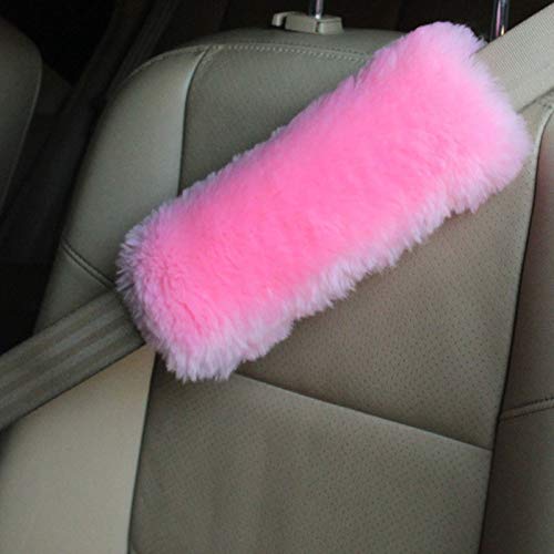Soft Faux Car Seat Belt Cover Pad,Car Safety Seat Belt Strap Shoulder Pad for Adults and Children,Suitable for Car Seat Belt,Backpack,Shoulder Bag,Set of 2 (Pink)