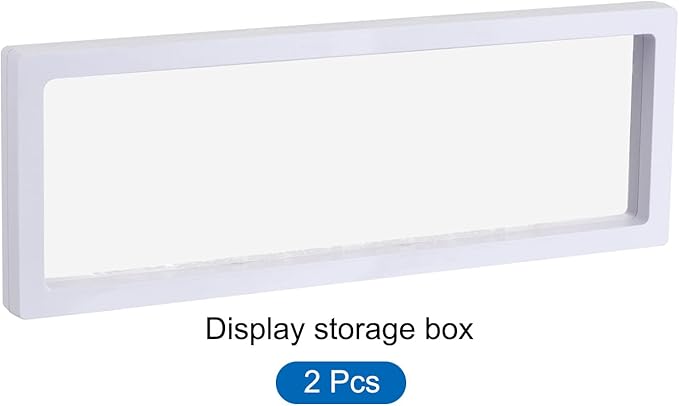 MECCANIXITY Floating Frame Display Holder Stand 3D Jewelry Display Box 11.81 x 4.33 x 0.79 inch White for Ring Necklace Bracelet Earring Pack of 2