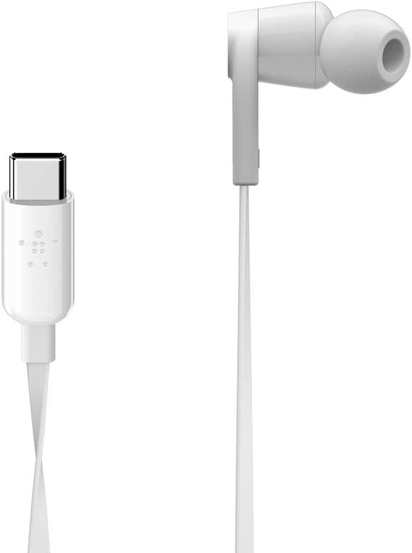 Belkin SoundForm Headphones - Wired In-Ear Earphones With Microphone - Wired Earbuds For iPad Mini, Galaxy & More With USB-C Connector (USB-C Headphones) (White)