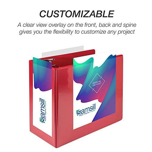 Samsill Durable 6 inch 3 Ring Binder, Made in USA, Locking D Ring FSC 100% Recycled Chipboard, Red