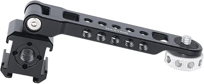 NICEYRIG 3-Side Triple Cold Shoe Extension Bracket Heavy-Duty Cheese Bar with 1/4 Threads for Tripod Selfie Stick Gimbal, Camera Phone Vlog Vlogging Light Mic Mount - 468
