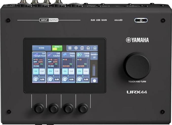 Yamaha URX44 6-In / 4-Out Dual USB-C Audio Interface With Touchscreen, Includes Cubase Al, WaveLab Cast, Basic FX Suite, and Steinberg Plus Software Bundle, Black URX44 B