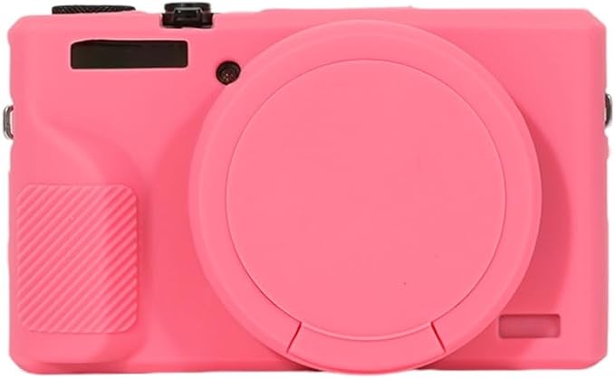 STSEETOP Camera Case for Canon PowerShot G7X Mark III - Protective Silicone DSLR Skin with Lens Cover, Detachable Cage, Shockproof, Dustproof (Azalea Red)