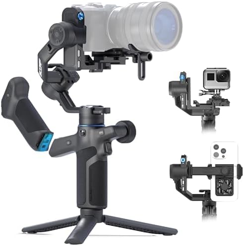 FeiyuTech SCORP Mini 3 Pro All-in-One 3-Axis Gimbal Stabilizer for Camera, Smartphone & Action Cam | Built-in AI Tracking Sensor, Detachable Remote Handle, Vertical Shooting Compatible