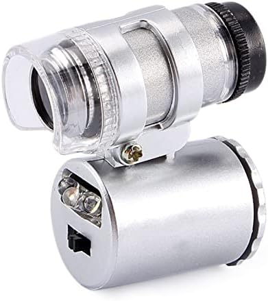 60X Pocket Microscope Portable Mini Microscope Handheld Jewelry Magnifier Loupe Glass LED Light Magnifying Microscope
