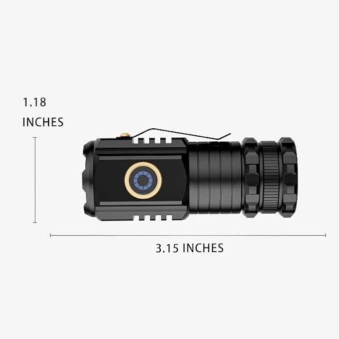 Mini Flashlight 2550 Lumens Rechargeable USB C Charging, Small Flashlights High Lumens 5 Modes, Pocket Flashlight with Clip, Magnetic Flashlight for EDC,Camping, Hiking,Emergency(2 Pack)