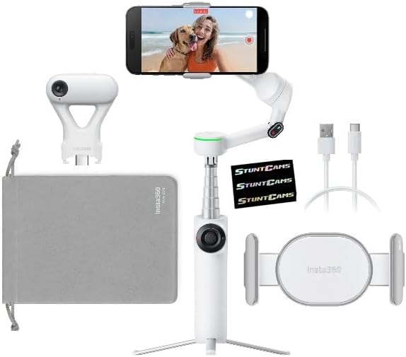 Insta360 Flow 2 PRO Gimbal Stabilizer for Smartphone, AI Tracker Bundle, 3-Axis Stabilization, Built-in Tripod, Deep Track 4.0 Auto Tracking Phone Stabilizer Creator- White