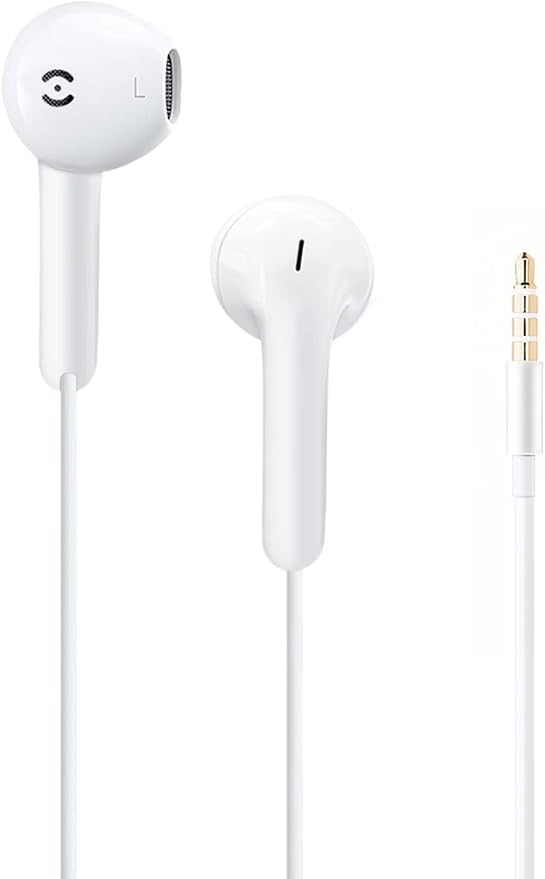 MAS CARNEY Wired Earbud in-Ear Headphones 3.5mm Jack with Microphone for Apple iPhone, Sony, Samsung, Laptop, Computer, Kids and School - Plug in Earbuds Wired Ear Buds in-Ear Earphone Wire AUX - WH9