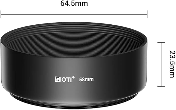 SIOTI 58mm Lens Hood, Oxidation Matte Anti Reflective Treatment, Aluminum Alloy, with 1 * 62mm Lens Cap, Compatible with Sony/Canon/Nikon/Fuji etc >50mm Camera Lens
