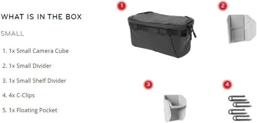 Peak Design Camera Cube V2, Small, Custom Organization and Protection, Weatherproof Shell with Foam Sub-Lining, FlexFold Dividers, Camera Bag Insert Compatible Travel & Outdoor Bags