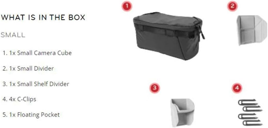 Peak Design Camera Cube V2, Small, Custom Organization and Protection, Weatherproof Shell with Foam Sub-Lining, FlexFold Dividers, Camera Bag Insert Compatible Travel & Outdoor Bags