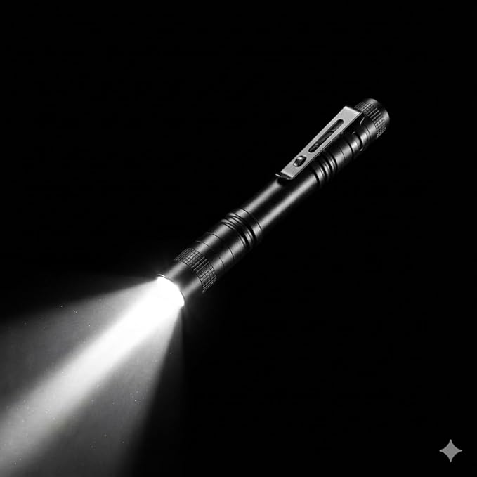 1000 Lumens Pen Flashlight, Compact LED Torch with Clip, 2×AAA Battery Powered, Pocket-Sized Inspection Light for Everyday Carry, Outdoor Use & Work