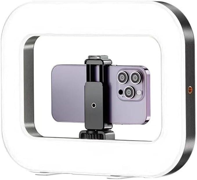 Smartphone Video Rig with Light, Handheld Ring Selfie Light Kit, Rechargeable Portable LED Mobile Video Stabilizer Lamp for Camera Video Recording