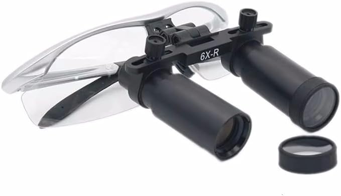 REEHUT 6.0X-R High-Magnification Binocular Magnifier Loupes Operating Magnifying Glasses Adjustable Pupillary Distance Silver