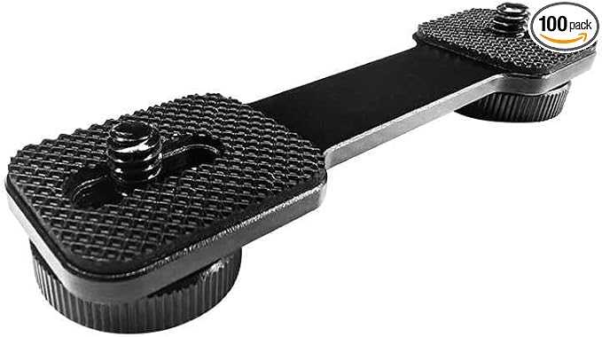 Cold Shoe Bracket Extension Bar, Hot Shoe Extension, Microphone Mount with 1/4'' Tripod Screw Compatible with Mirrorless Camera Vlogging (ST-002-1)