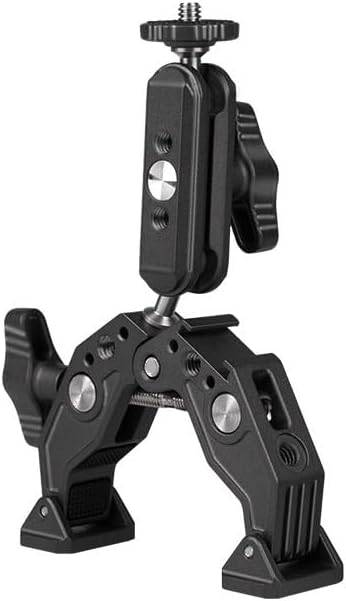 Super Clamp with Dual Ballhead Magic Arm,1/4" Threads, Camera Mount Adapter for Tube Crossbar Gimbal Rods Compatible with PANOX V2,Insta360, GoPro, DJI