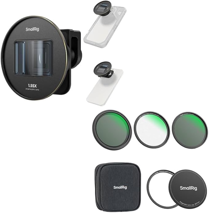 Bundle: SMALLRIG 1.33X Anamorphic Lens for Mobile Phone 4590+ SmallRig 5-in-1 Magnetic 67mm Lens Filter Kit for Phone and Camera 4726
