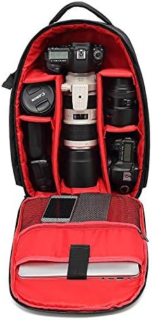 Waterproof SLR/DSLR Camera Backpack Shoulder Bag Travel Case For Canon Nikon Sony Digital Lens (Large, Red)