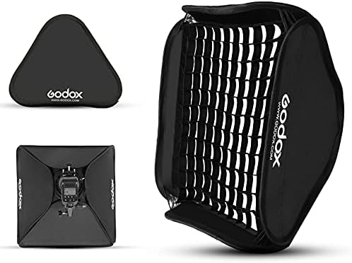Godox 32"x 32" /80x80cm Foldable Flash Softbox Kit with Grid, S-Type Speedlite Bracket Bowens Mount and Carring Case for Camera Flash Speedlight Studio Portraits,Product Photography,Video Shooting