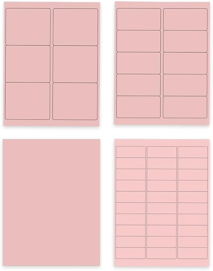 JAM PAPER Shipping & Mailing Address Labels - Multi Size Assortment - Baby Pink - 370/Pack