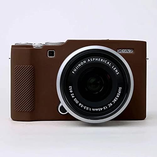 Professional Secure Silicone Camera Case Cover Housing Body Skin for Fujifilm Fuji X-A7 XA7 XA 7 Mirrorless Digital Camera (Coffee)