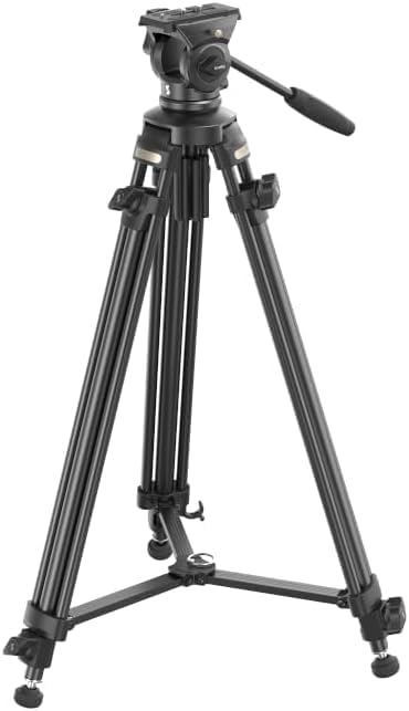 SmallRig AD-50Lite Video Tripod, Heavy Duty Tripod with 360°Fluid Head, 62" Aluminum Alloy Travel Tripods with QR Plate, Lift Rope, Load up to 11lb for DSLR, Camcorder, Camera