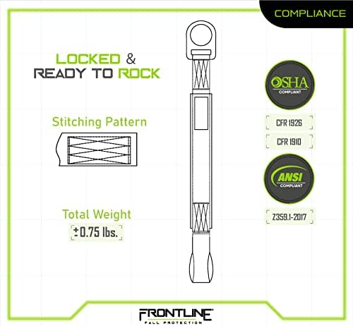Frontline COS06R Concrete Embed Anchor Strap with D-Ring End 6' | ANSI & OSHA Compliant | Pour-in Disposable Anchor | 310 lbs. Capacity | Color Orange/Black (Pack of 150)