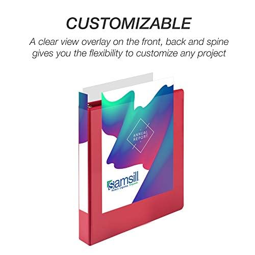 Samsill Durable 1 inch 3 Ring Binder, Made in USA, D Ring Binder, FSC 100% Recycled Chipboard, Red, 4 Pack