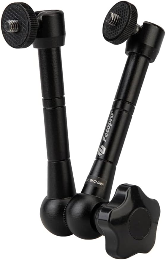 Fotopro 11 Inch Magic Arm Both 1/4 Inch Thread Screw Adjustable Articulating Magic Arm for Tripod LED Light Monitor Microphone Super Clamp