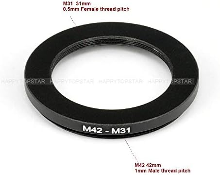 Metal M42 (42mm 1mm Thread Pitch) to M31 (31mm 0.5mm Thread Pitch) M42-M31 mm Male to Female Step-Down Coupling Ring Adapter for Lens Filter Telescope