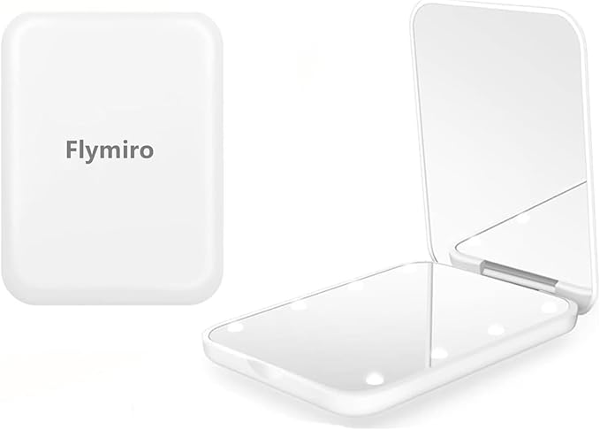 Compact Mirror, 1x/3x Magnification Mini Mirror for Purse, Pocket, Handheld, Stocking Stuffers, Travel Makeup, 2-Sided Foldable, Small Mirror with Led Lights