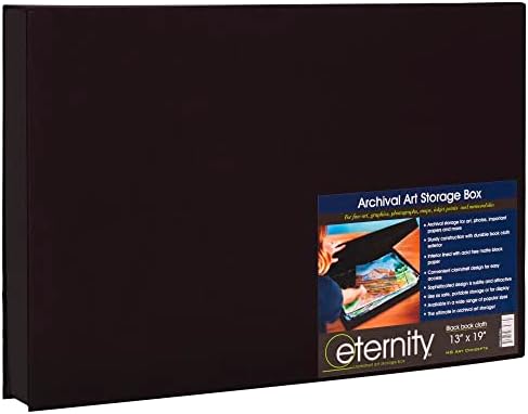HG Art Concepts Art Photo Storage Box Eternity Archival Clamshell Box for Storing Artwork, Photos & Documents Deluxe Acid-Free Sturdy & Lined with Archival Paper - [Black - 13" x 19"]