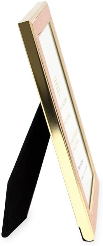Isaac Jacobs 4x6 Pink Leather with Gold Metal (Vertical & Horizontal) Picture Frame, Suede Border w/Black Fabric Easel, Wall-Mountable, Made For Tabletop, Photo Gallery (4x6, Pink W/Gold)