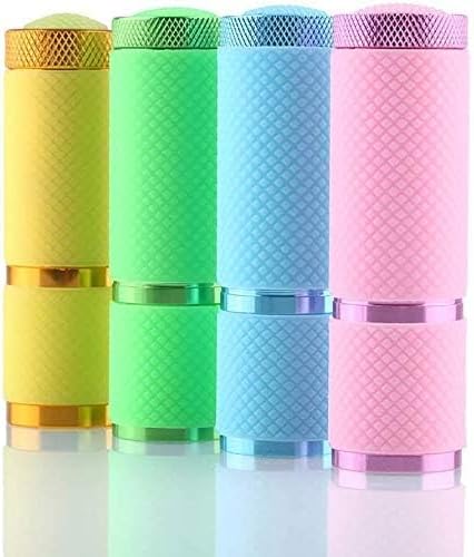 AHIER 9 LED Glow in Dark Flashlights, 4 Pack Rubber Coated Small Flashlights with Straps, Portable Handy Lights for Camping, Hiking, Indoor, Assorted Colors