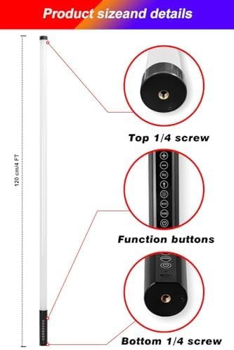 4Pack 5000mAh Battery Powered 4ft RGB led Tube dj Light bar with Stand Colored Video Stick Lights for 360 Photo Booth Studio Dance Club Party Wedding Events Stage Lighting