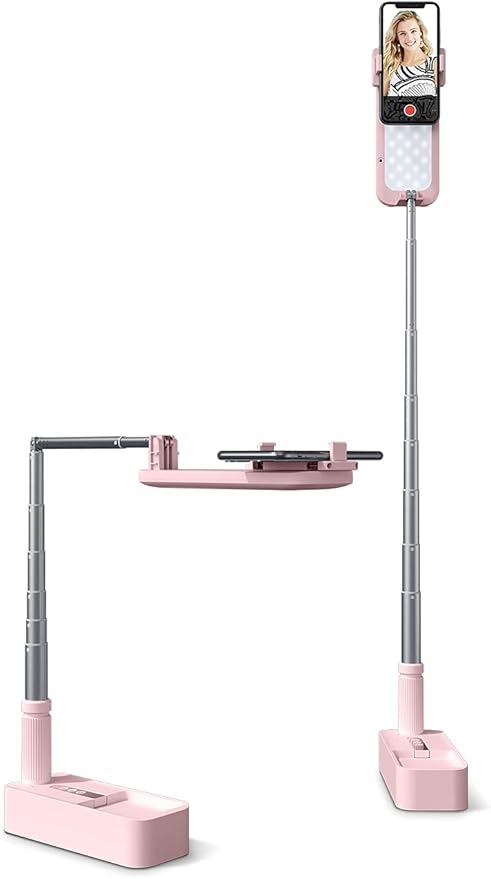 Viozon Extendable Selfie Stand 360° Rotation with Phone Holder, Rechargeable Wireless Foldable 7 Brightness LED Light for Live Streaming/YouTube/Tiktok/Video Recording/Photography/Reading (AP-V6P)