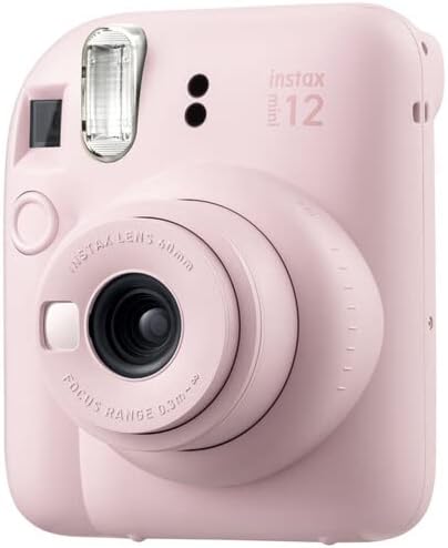 Fujifilm Instax Mini 12 Instant Camera Blossom Pink with Sandisk 32 GB USB Flash Drive + 40 Sheets Fujifilm Instax Mini Film Bundle, Sunshine Photo Microfiber Cleaning Cloth Included