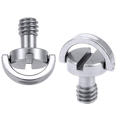 WOIWO 2PCS 1/4-inch Camera Screw Stainless Steel Tripod Head Rapid Mounting Plate Screw,One Slot Lengthened Quick Unscrew.