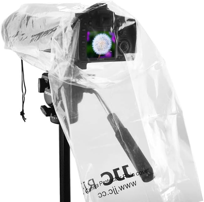JJC DSLR Camera Rain Cover, Rain Coat Sleeve Protector for Canon Nikon Fujifilm Sony Olympus Panasonic Pentax Sigma with a Lens up to 18", PE Material Clear See-Through(2 Pack)