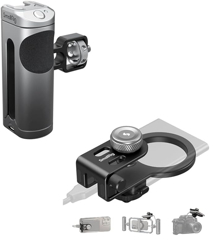 Bundle: SmallRig Side Handle Grip for Smartphone Cage Video Rig 3838+ SMALLRIG SSD Holder 2-in-1 SSD Mount Bracket for MagSafe with Cold Shoe Cable Clamp 4779