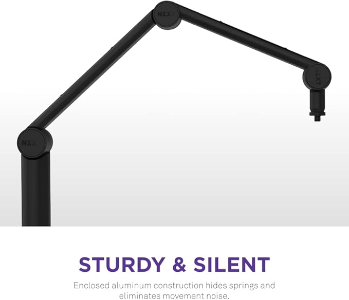 NZXT Boom Arm Mini - AP-BOOMS-B1 - Small Microphone Boom Arm for Streaming, Content Creation, Podcasting & Recording – Smooth & Silent – Covered Cable Channel – Universal Compatibility
