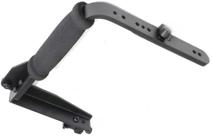 L-Shaped Handheld Camera Flashlight Bracket, Hot Shoe Camera Cage Rig, with 1/4 Tripod Screw Handheld Stabilizer, Adjustable Arm & Roll Bar for Sony for Nikon for Canon for Fujifilm DSLR Cameras
