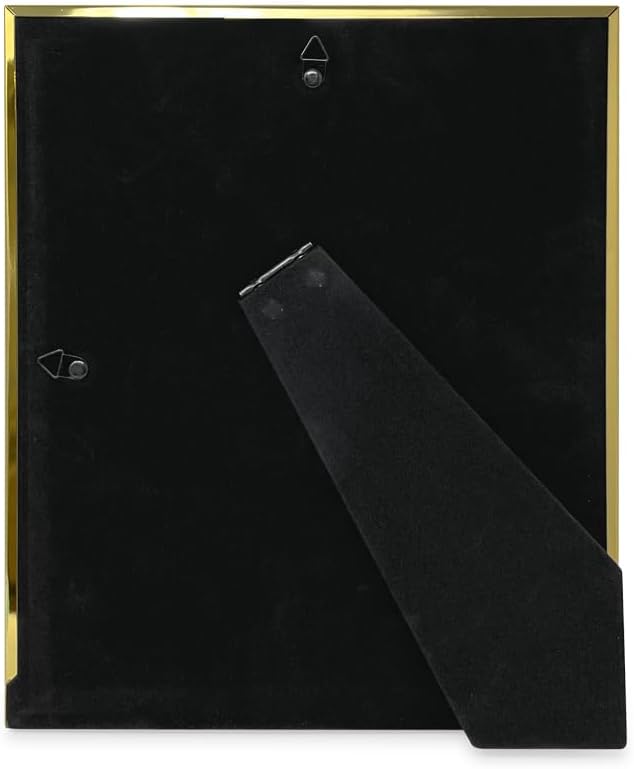 Isaac Jacobs 10x12 (Matted 8x10) White Enamel Picture Frame with Gold Metal Edge and Easel, Tabletop Display, Wall Décor, Photo Gallery, (10x12 (Matted 8x10), White with Gold)