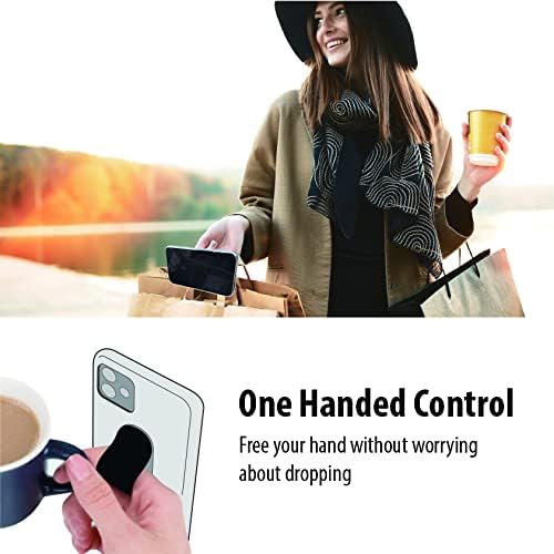Momostick Flatstick, Cell Phone Finger Grip Strap Holder for Hand, Cell Phone Stand, New Slim Finger Loop Selfie Grip Compatible with Most Smartphones - Glitter Silver