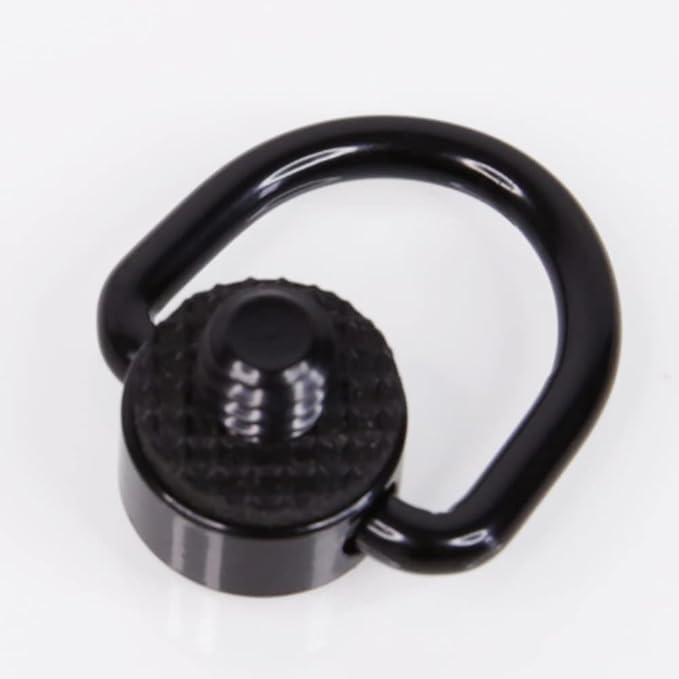 Foto&Tech Stainless Steel 1/4"-20 Rubber Padded D Ring Screw, D-Shaped Ring Camera Sling Screw for Shoulder Straps, Wrist Straps, Selfie Sticks, Gimbals (1 Piece, Black)