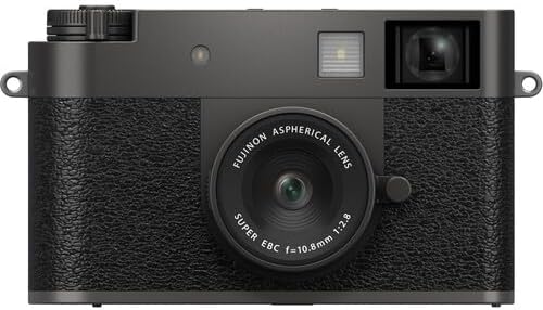 FUJIFILM X Half Premium Compact Digital Camera (Charcoal Silver) Bundle with Fuji Link 3 Smartphone Printer (Clay White) + Instax Mini Film + 64GB Memory Card + Flexible Tripod + Cleaning Kit + More