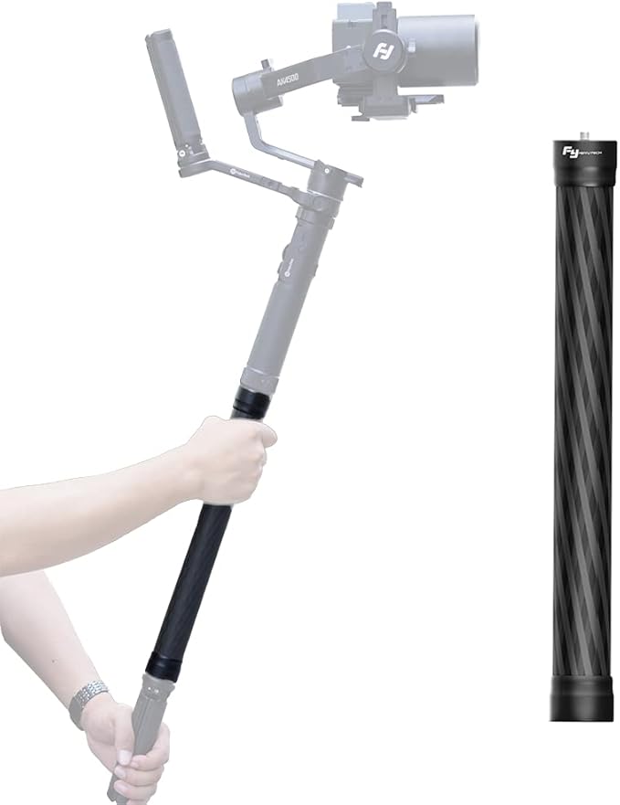 FeiyuTech Carbon Fiber Extension Bar 11 inches, Lightweight with 1/4" Hole/Screw for Smartphone/Camera Handhold Gimbal Stabilizer, Action Camera and Tripod.