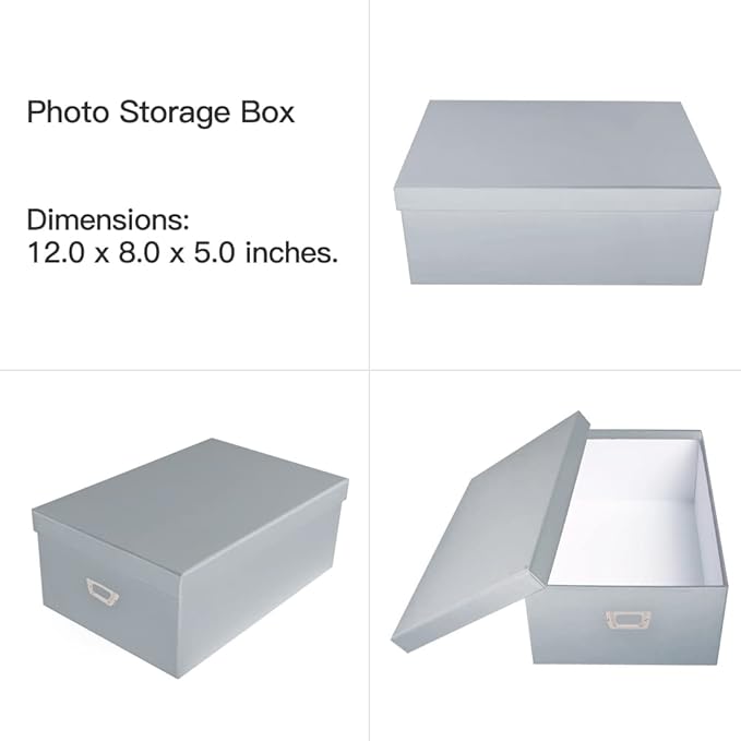novelinks Photo Case 4" x 6" Photo Storage Box - 10 Inner Picture Storage Container Photo Organizer Case Picture Box Storage Photo Craft Keeper (White)